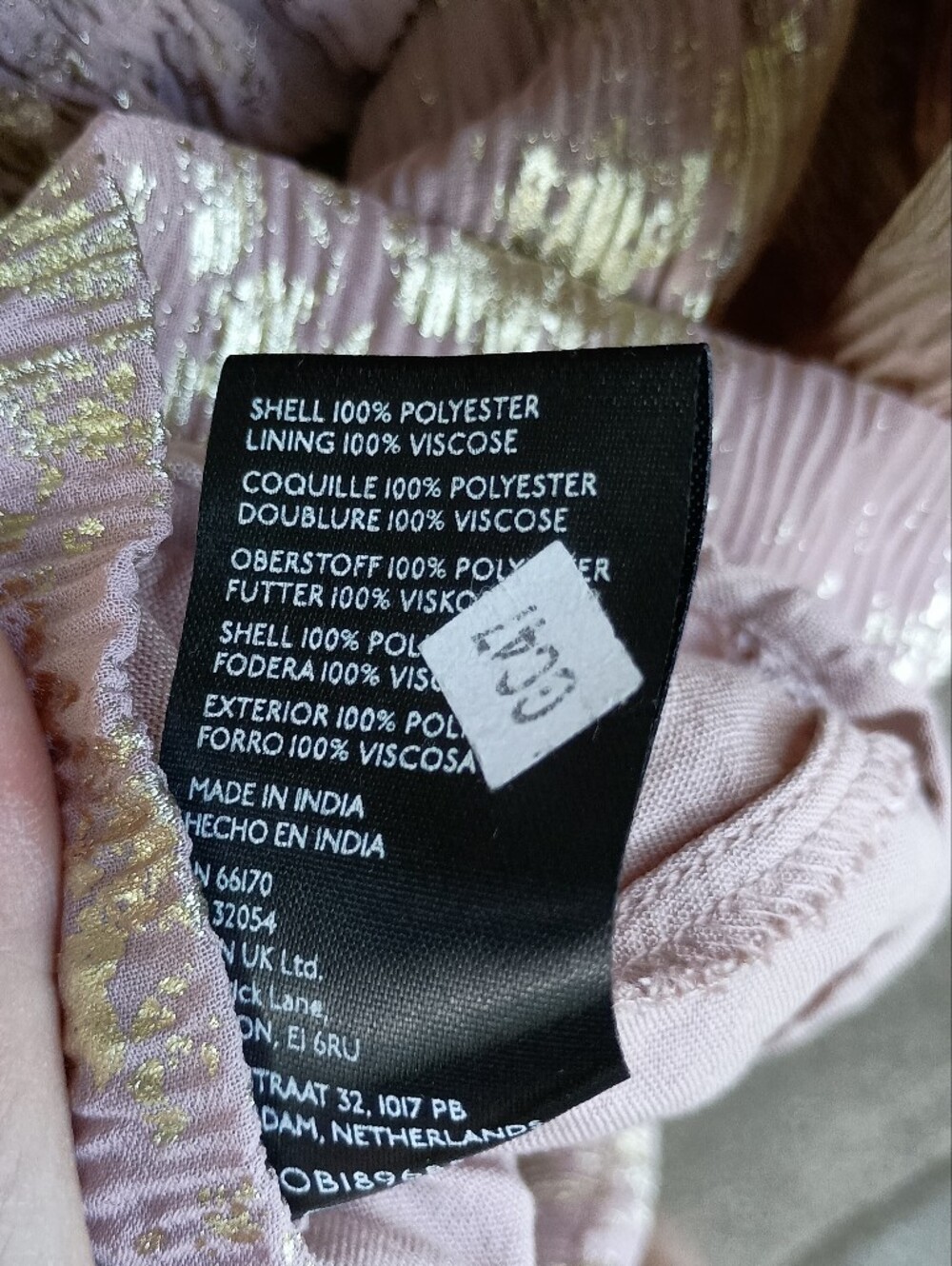 By Anthropologie Shimmery Pink Midi Dress - Gold Floral Accents - With Pockets_S - Picture 11 of 11